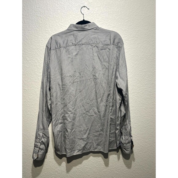 Ted Baker London Shirt Men 7 Black White Geometric Print Cotton Button Up Casual - Picture 3 of 11